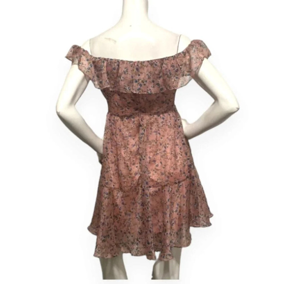 Lulus My Favorite Rusty Rose Floral Print Off-the-Shoulder Mini Dress Size M - Picture 8 of 10
